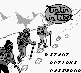 Tintin in Tibet title screen for GameBoy